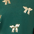 Yumi Green Sequin All Over Applique Bow Knitted Jumper