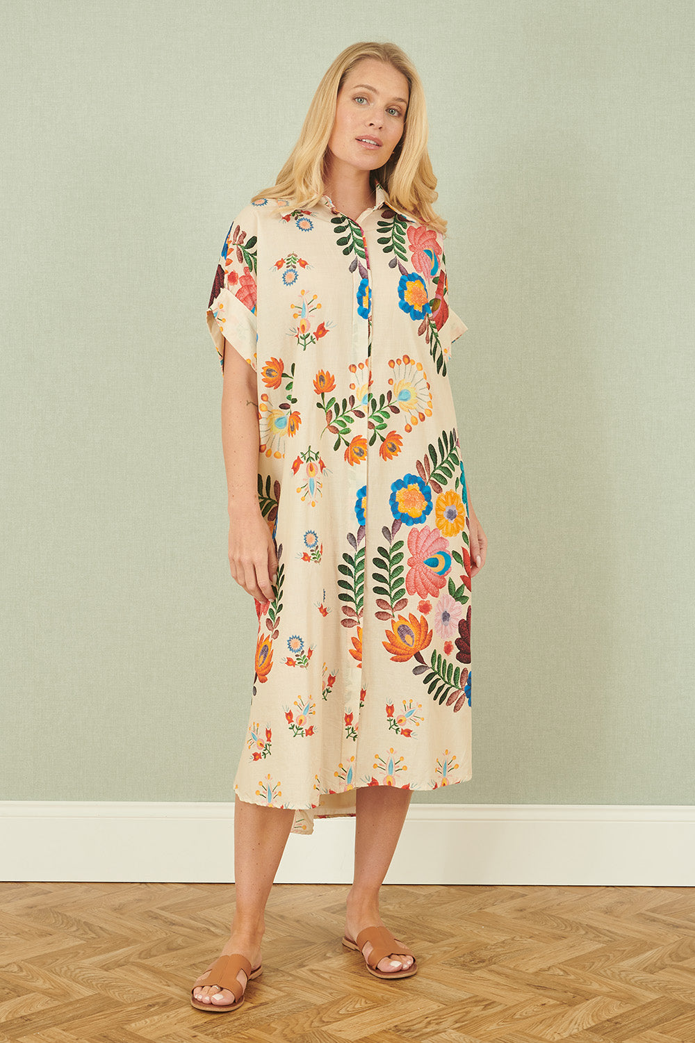 Yumi Multicoloured Folk Print Relaxed Tunic