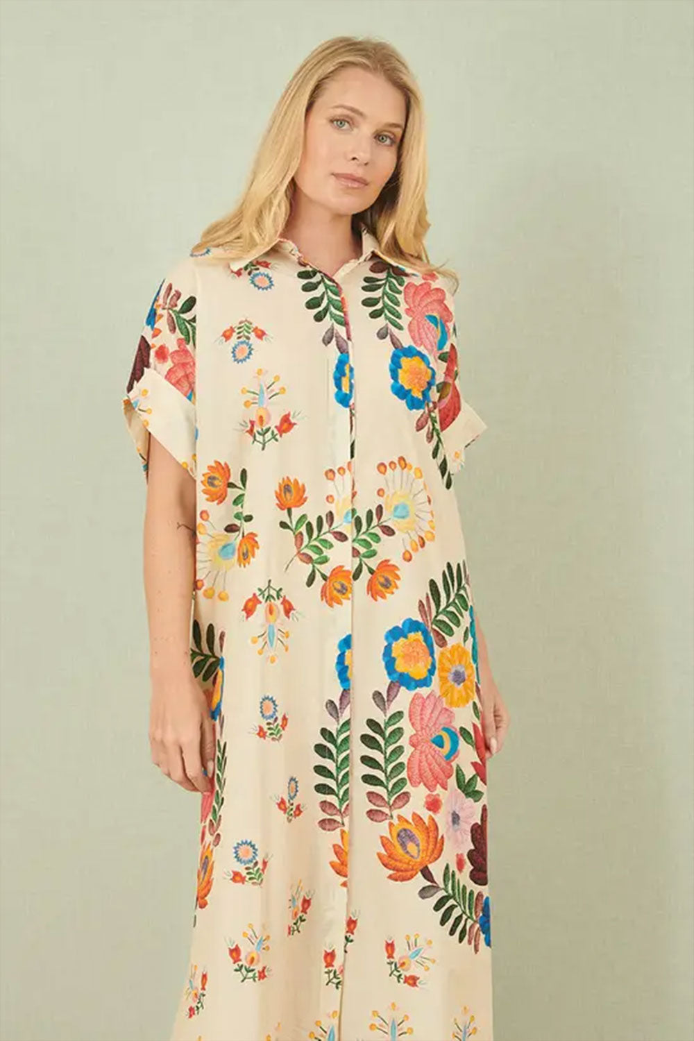 Yumi Multicoloured Folk Print Relaxed Tunic