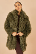 Yumi Green Luxe Long Hair Fur Coat
