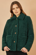 Yumi Green Short Teddy Bear Jacket