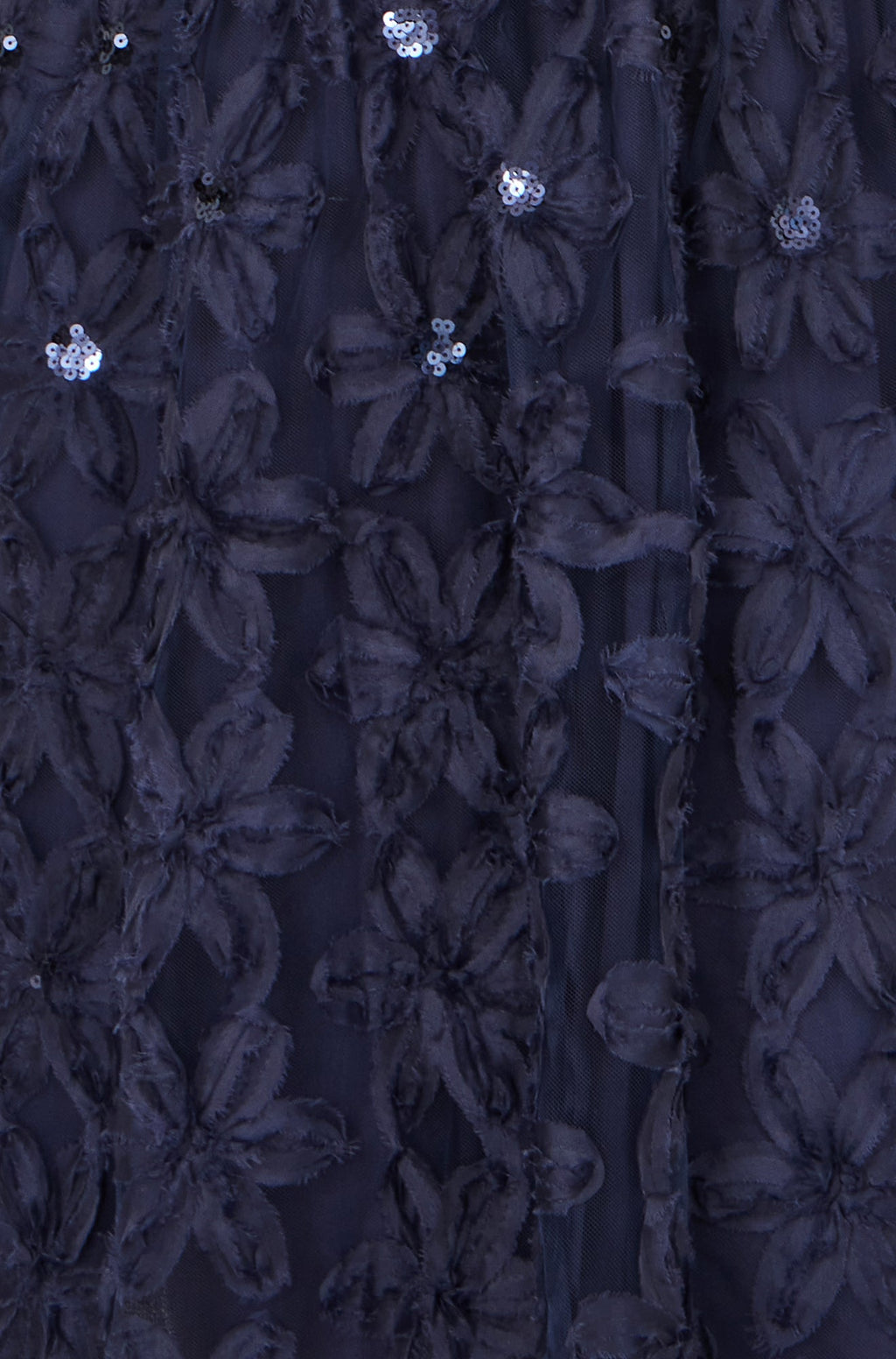 Yumi Navy Sequin Floral Applique Skater Dress