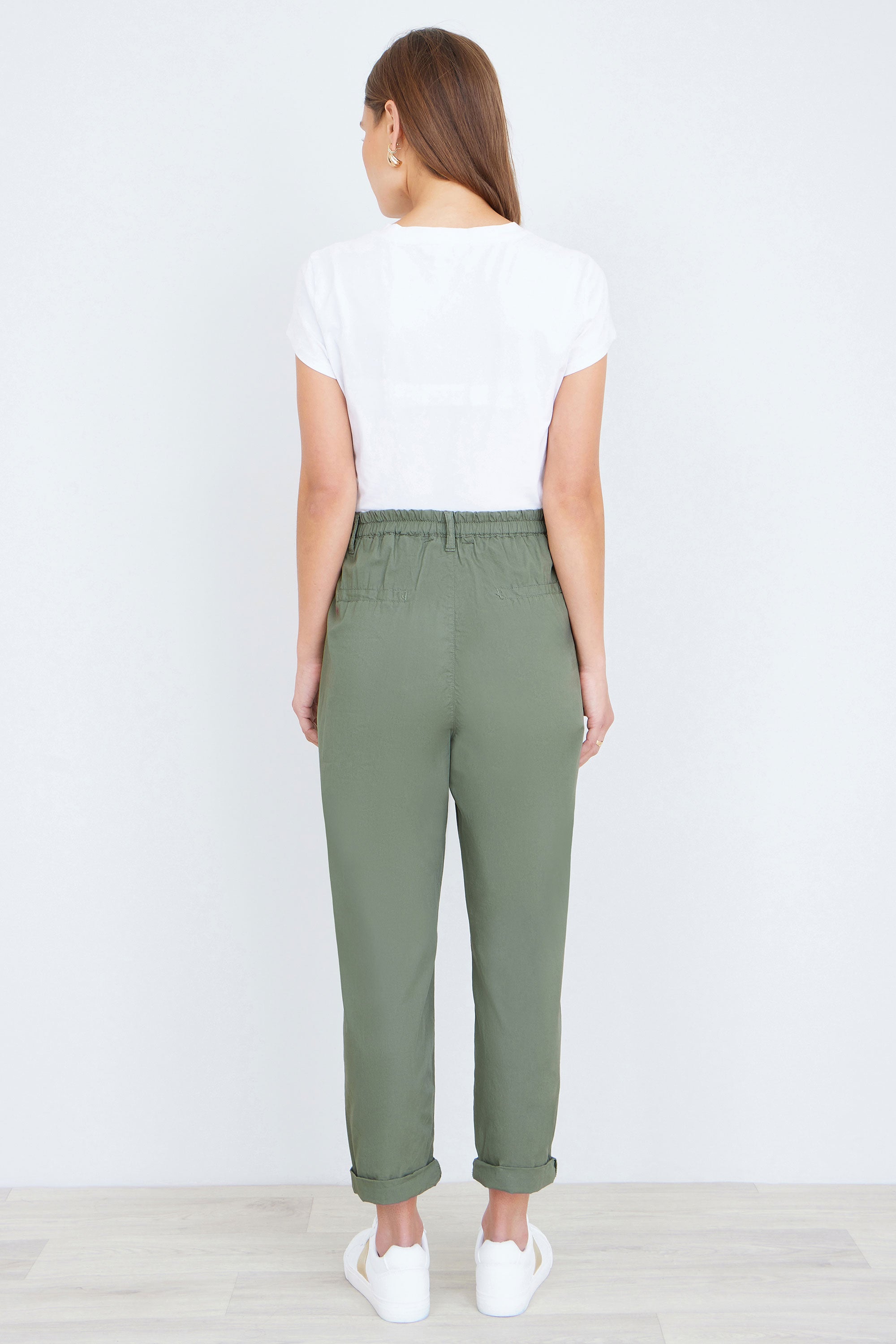 Yumi Khaki Cotton Canvas Chino Trousers