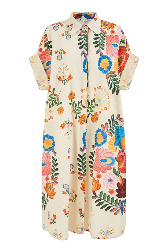 Yumi Multicoloured Folk Print Relaxed Tunic