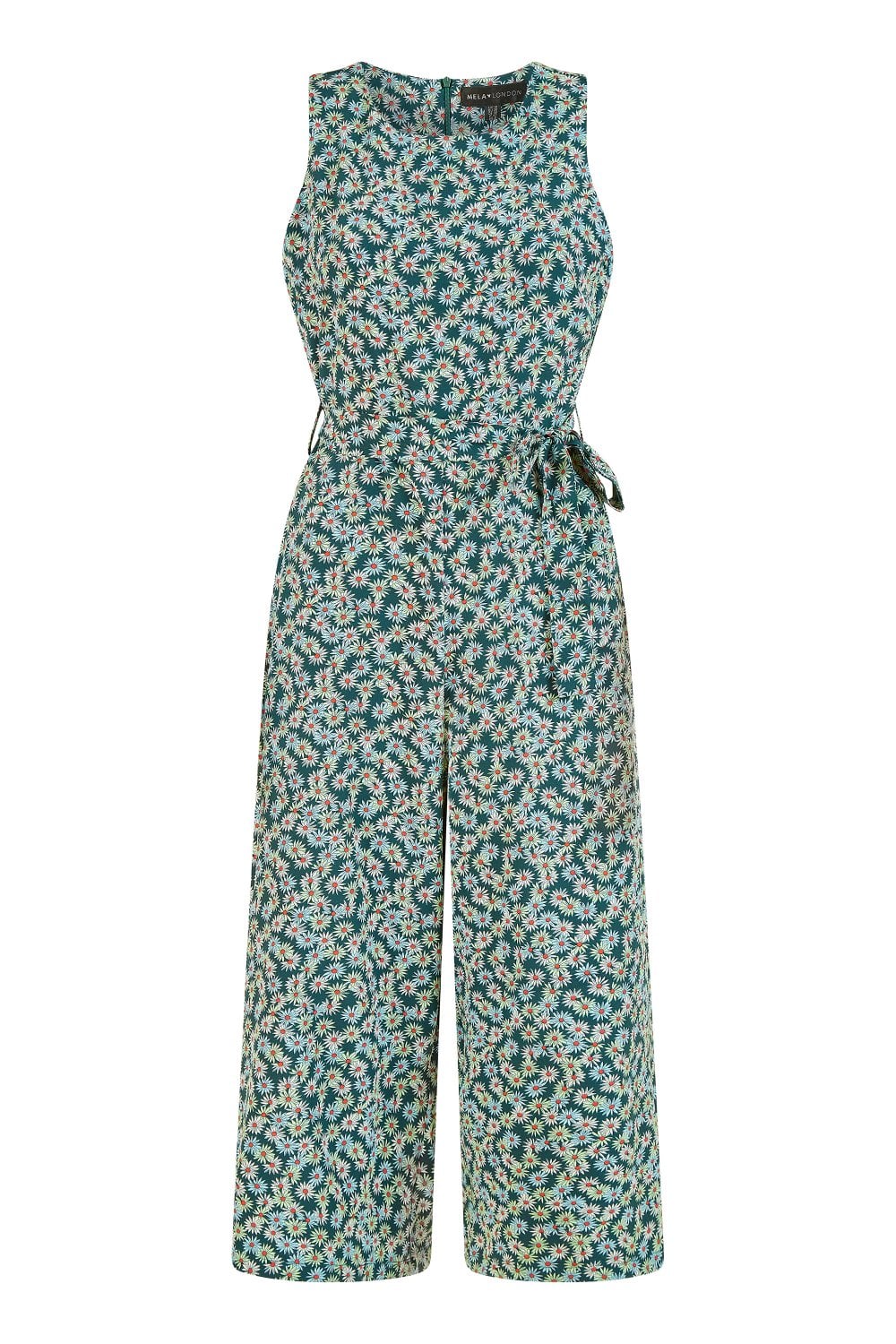 Mela Green Daisy Floral Print Culotte Jumpsuit